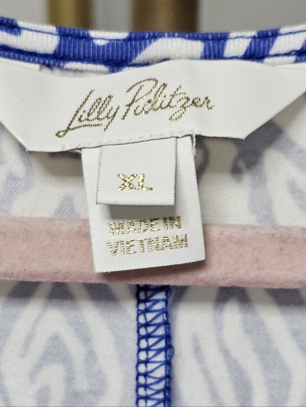 Lilly Pulitzer Blue White Zebra Print Faux Wrap Side Tie Dress XL - Picture 4 of 10